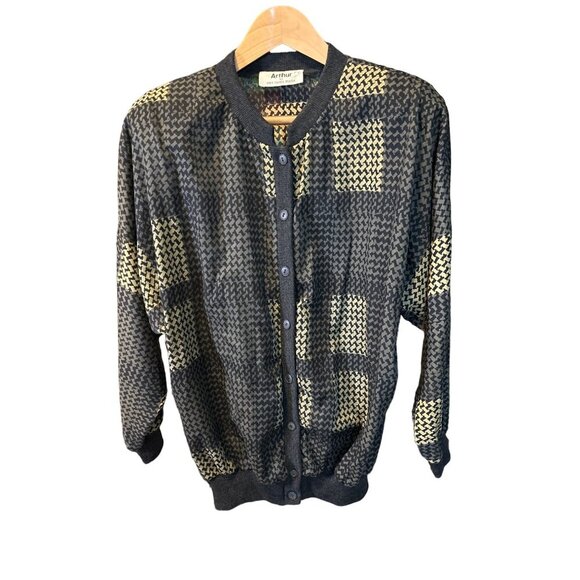 Arthur By Ellen Raines Martin Cardigan Sz 10 Pattern Buttoned Long Sleeve - Picture 1 of 10